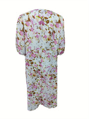 Floral Print Lantern Sleeve Maxi Dress