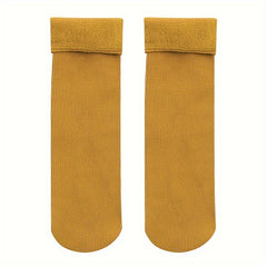 Cozy Plush Lined Ribbed Socks for Women