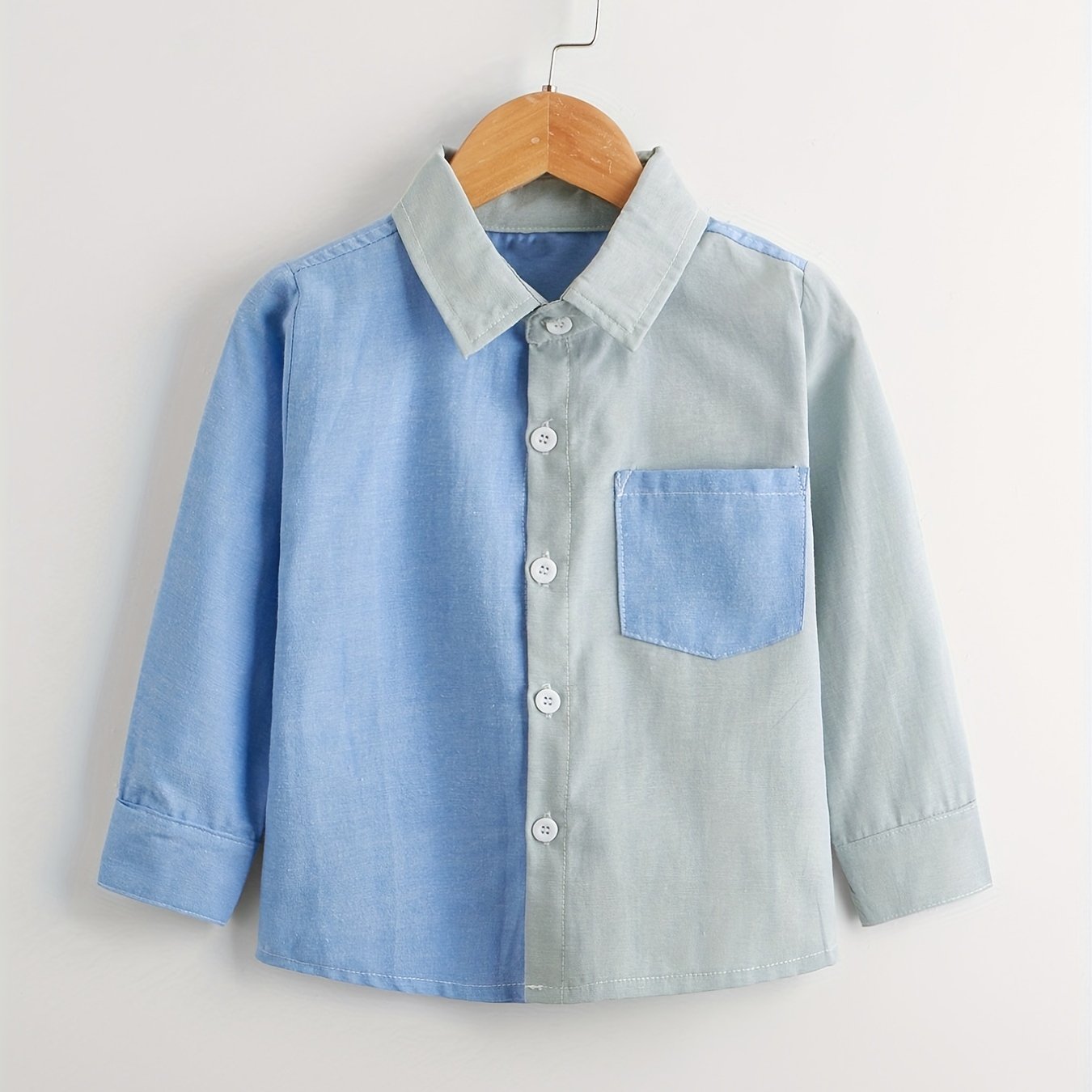 Boys Block Shirts Long Sleeve Button Down Tops Spring Fall Outwear Shirts