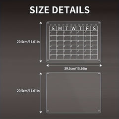 2pcs Acrylic Magnetic Dry Erase Calendar & Blank Board For Fridge
