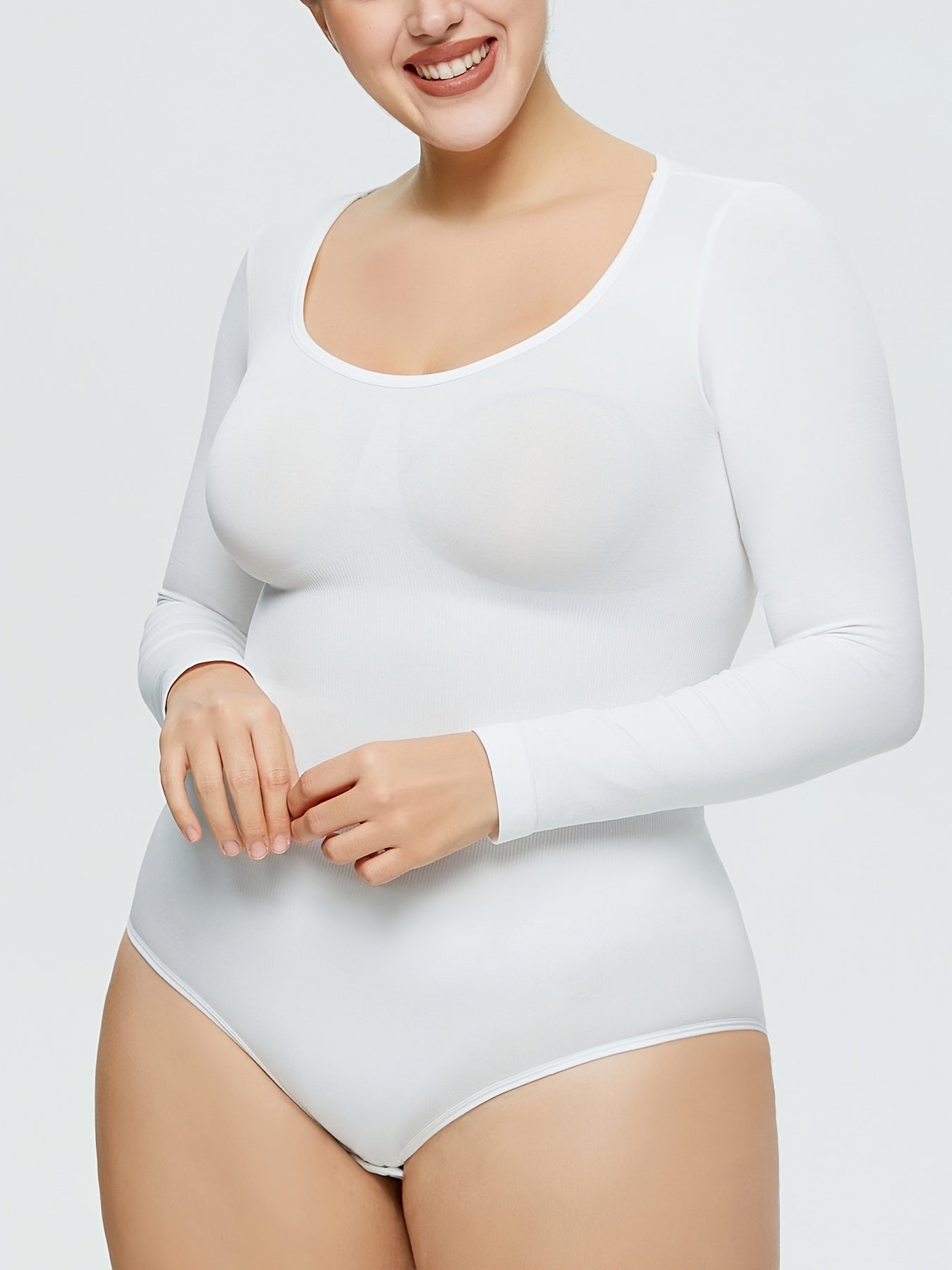 Sexy Scoop Neck Long Sleeve Bodysuit