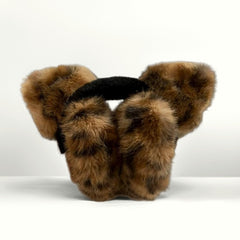Leopard Print Ear Warmers Foldable Winter Ear Muffs with Soft Faux Fur