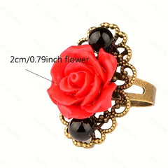Vintage Style Rose Flower Ring Women's Jewelry Ethnic Style Ring