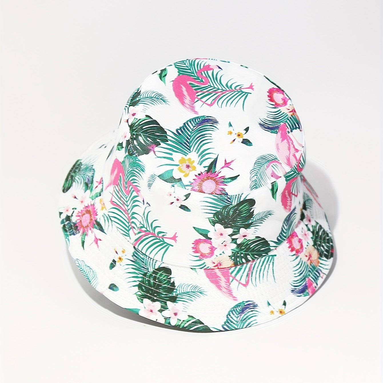 Flamingo Leaf Print Bucket Hat Lightweight Sun Hats