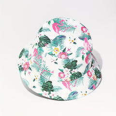 Flamingo Leaf Print Bucket Hat Lightweight Sun Hats