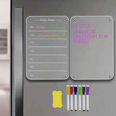 2 PCS 22" Clear Weekly Meal Planner Acrylic Magnetic Board