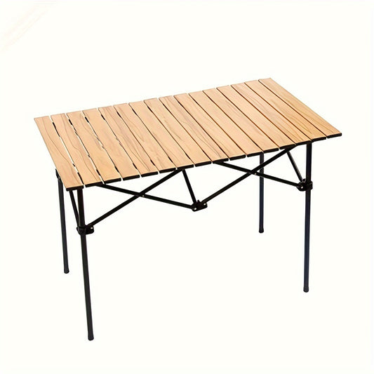 Portable Foldable Wood Grain Aluminum Table for Picnic BBQ Camping