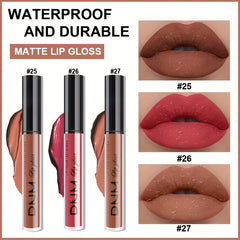 3pcs Matte Liquid Lipstick Set Dark Red Brown Smudge Proof Makeup