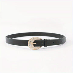 Rhinestone Buckle Belt Thin PU Leather Casual Dress Girdle For Women