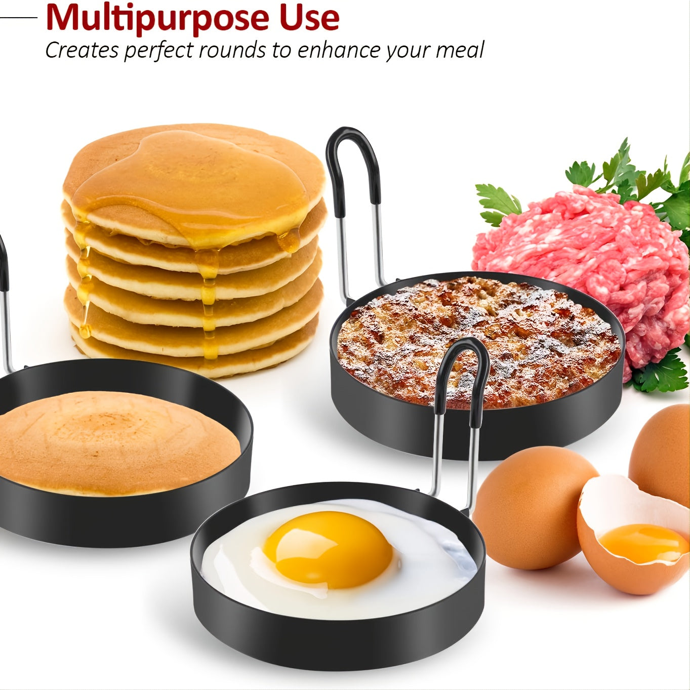 4pcs Eggs Rings Stainless Steel Egg Cooking Rings Pancake Mold