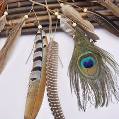 Boho Style Hand Woven Head Rope Peacock Feather Design