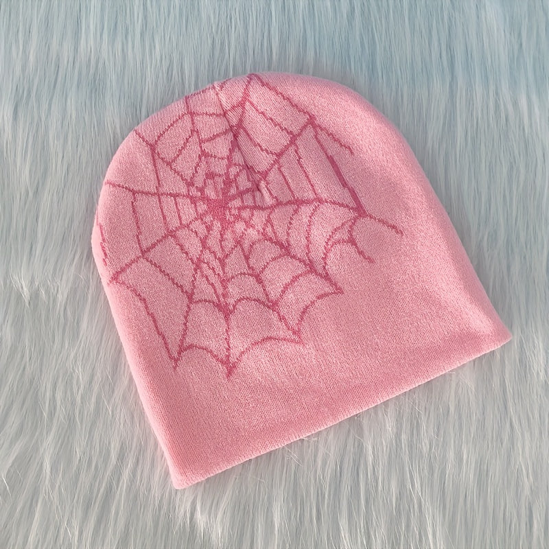 Y2K Candy Knit Beanie Hat Letter Jacquard Elastic Warm Skull Cap