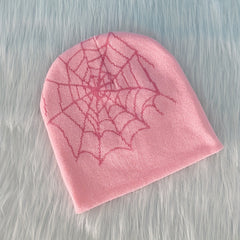 Y2K Candy Knit Beanie Hat Letter Jacquard Elastic Warm Skull Cap