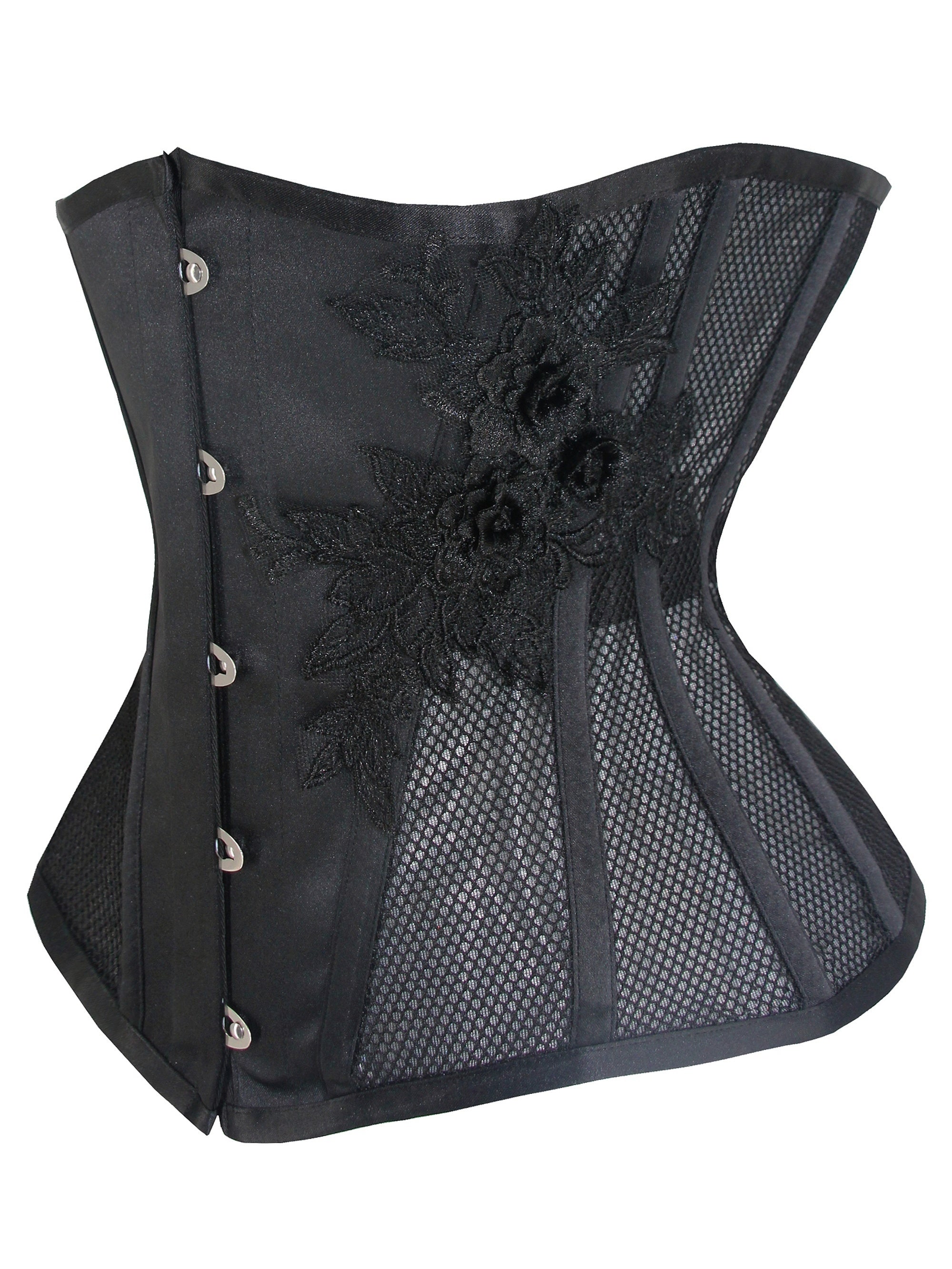 Floral Embroidery Corset Tummy Control Lace Up Body Shaper