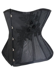 Floral Embroidery Corset Tummy Control Lace Up Body Shaper