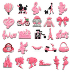 26pcs Pink Shoe Charms for Clogs Sandals - PVC Shoe Accessories for Party Favors
