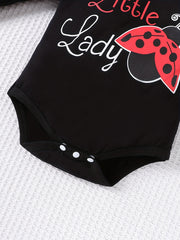 3pcs Newborn Baby Girls Ladybug Cartoon Print Outfit Set