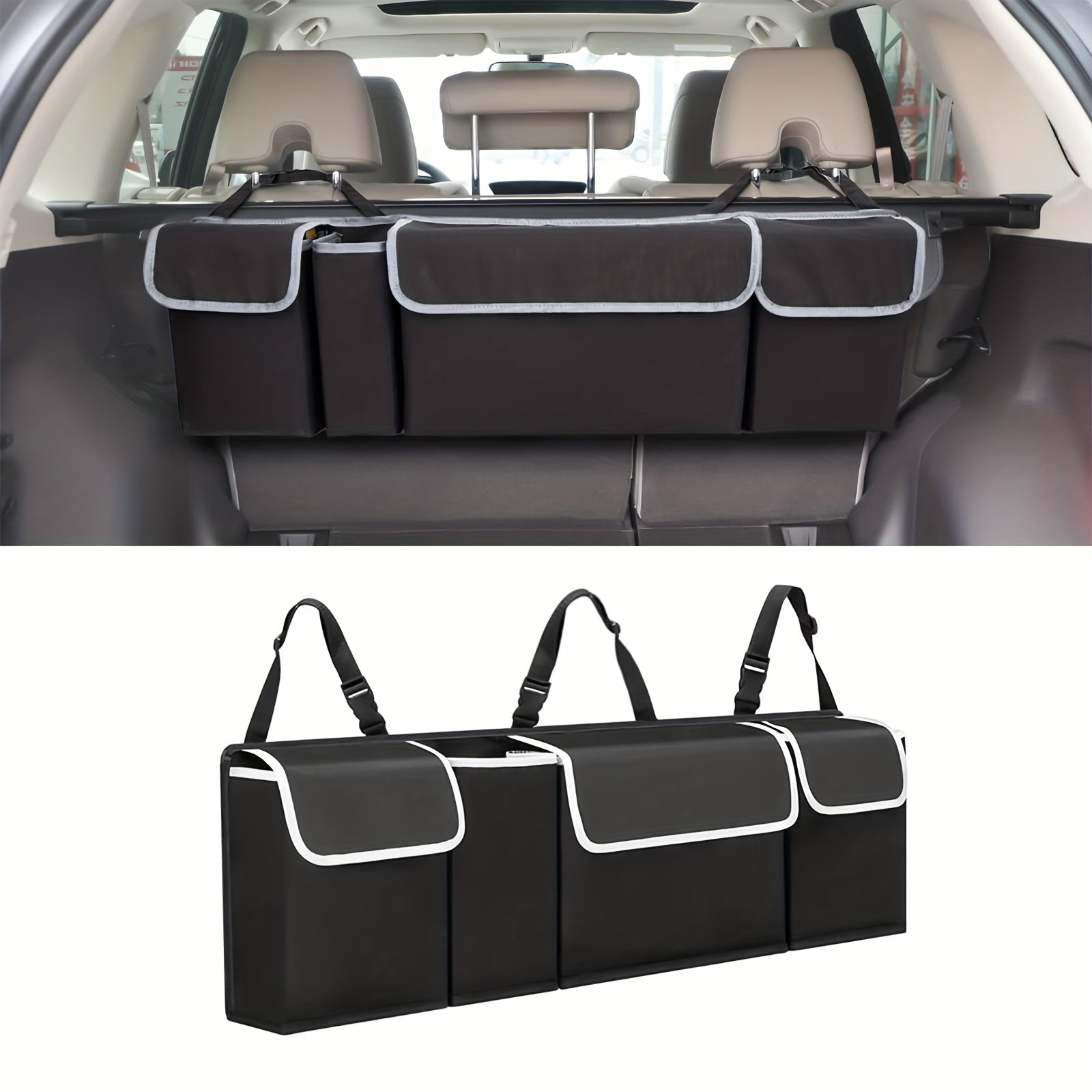Car Trunk Organizer Rear Seat Hanging Storage Bag Waterproof Foldable