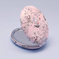 Oval Rhinestone Decor Compact Mirror Double Side Folding Vanity Makeup Mirror