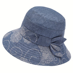 Vintage Flower Embroidery Bucket Hat Plain Casual Lightweight Sun Hat