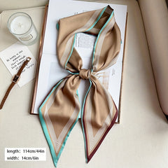 Stripe Print Skinny Scarf Solid Neck Tie Scarf