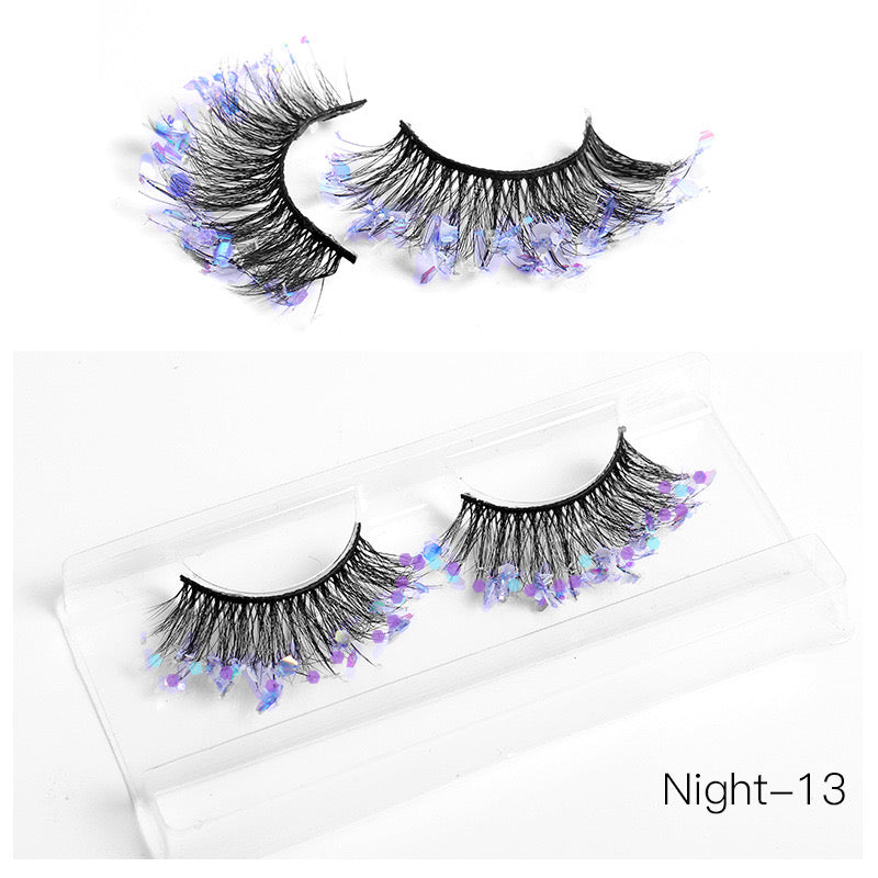 Glitter False Eyelashes Sequins Fluffy Faux Mink Lashes Cosplay