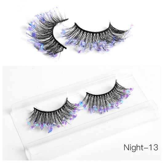 Glitter False Eyelashes Sequins Fluffy Faux Mink Lashes Cosplay