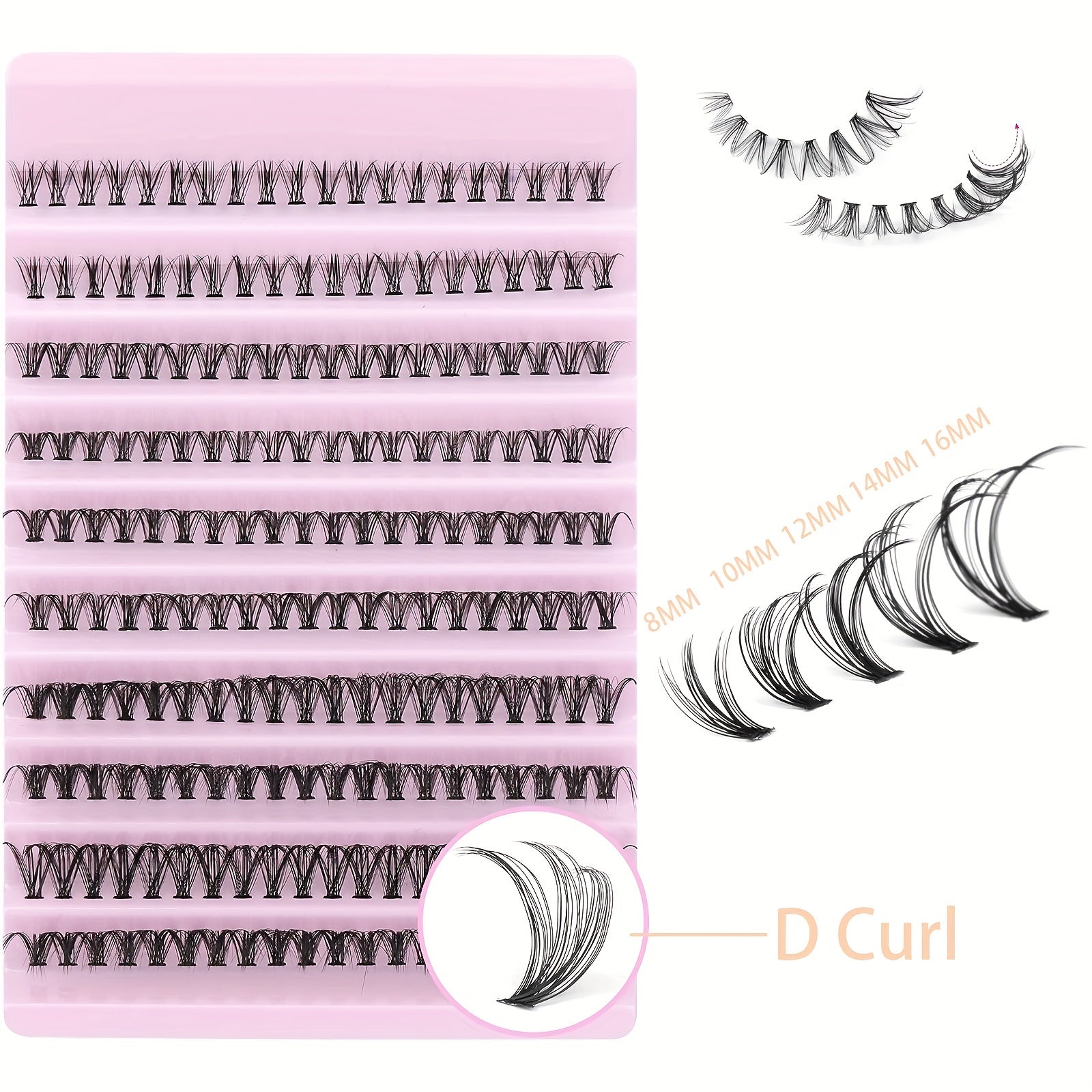 200pcs 40D Lashes 9 16mm Mix D Curling Cluster Individual Lashes