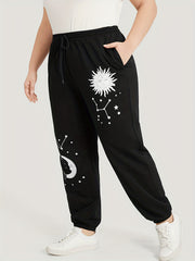  Sun & Moon Print Jogger Running Trousers