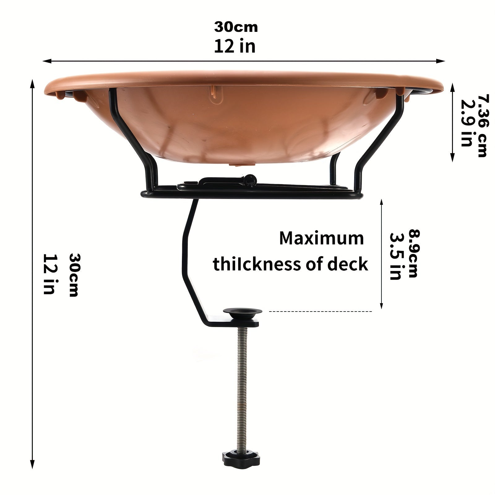Deck Mounted Bird Bath Bowl Spa with Sturdy Steel Clamp