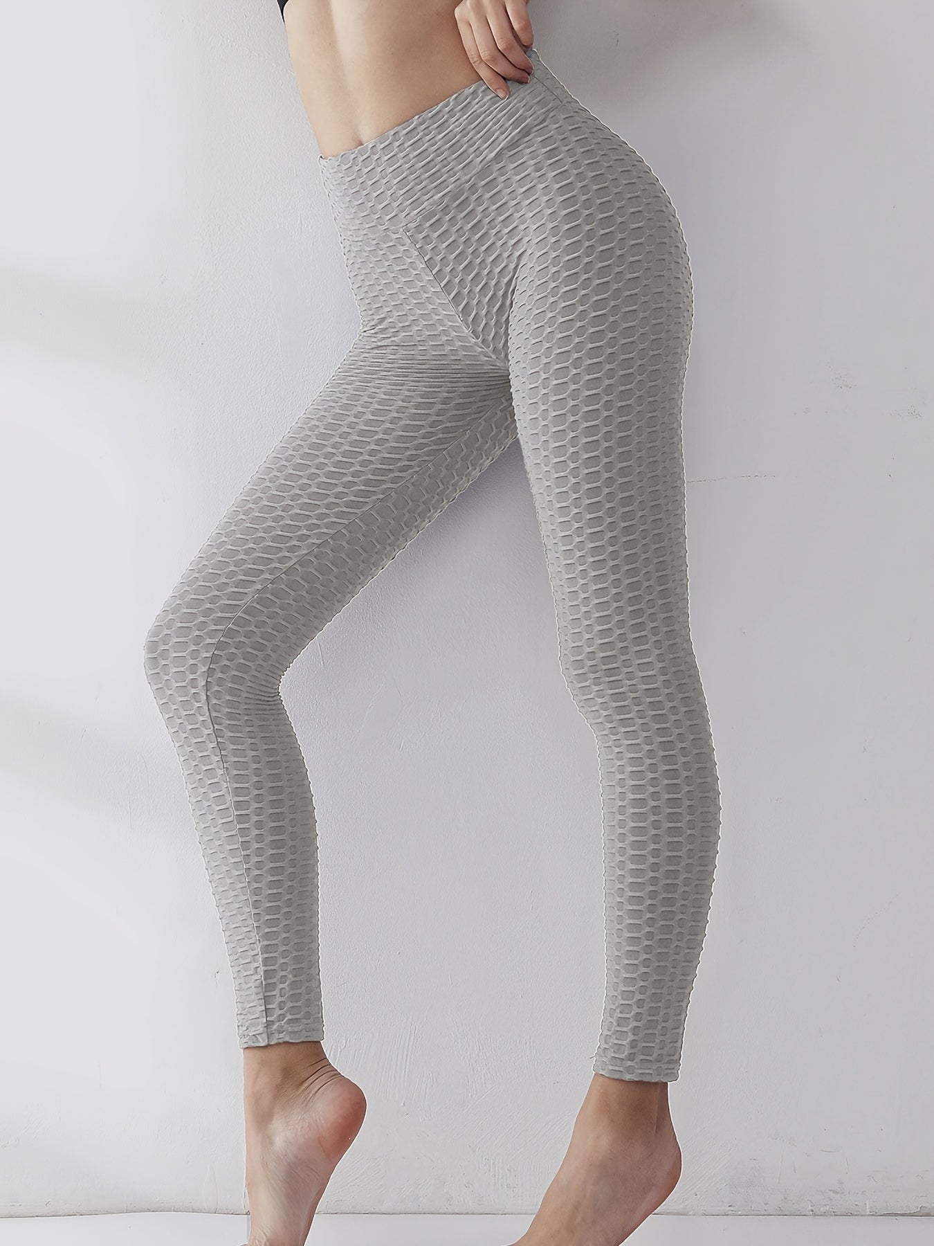 High Waist Honeycomb Peach Butt Leggings for Women