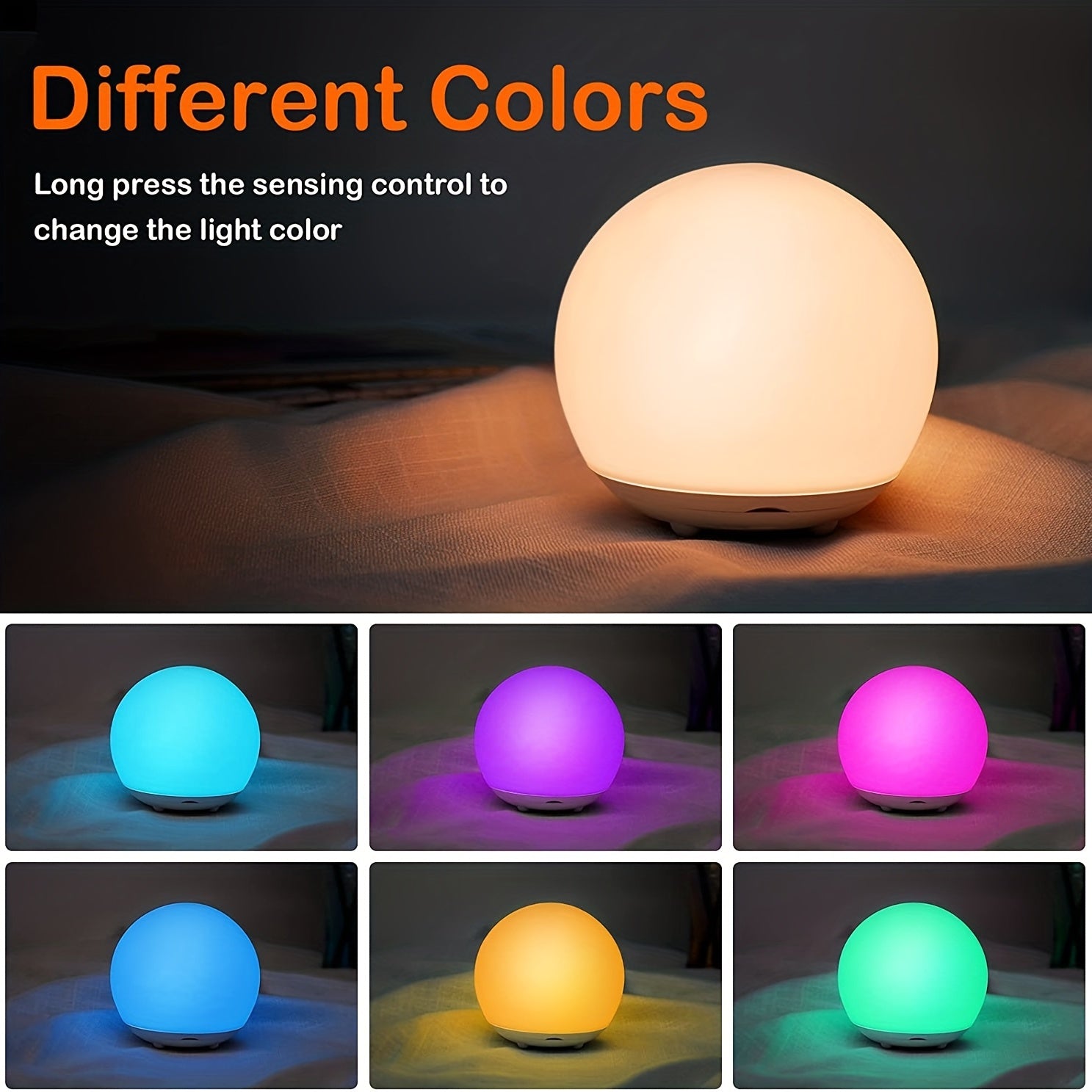 Bright Rechargeable Night Light for Children, RGB Warm Red LED Night Light