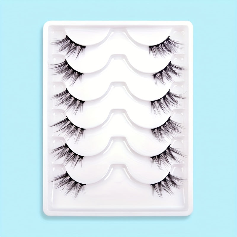 6 Pairs Natural Looking Cat Eye False Lashes for Makeup