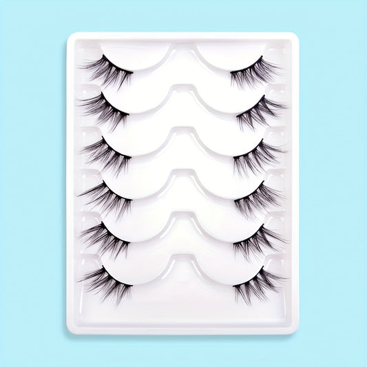 6 Pairs Natural Looking Cat Eye False Lashes for Makeup