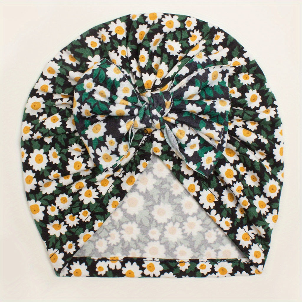 Autumn Printed Bow Baby Hat 0-3 Years Old