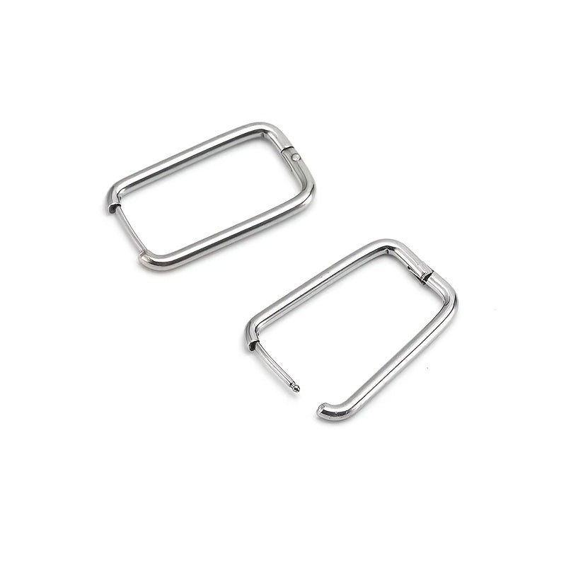 Rectangle Hoop Earrings 14K Plated Stainless Steel Women Earrings