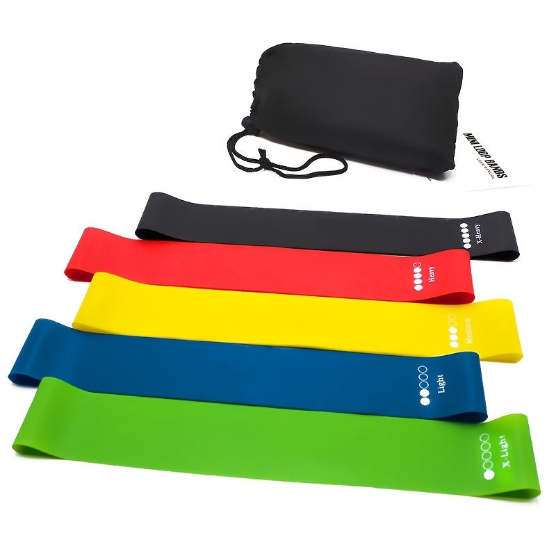 5 Pack Fitness Resistance Bands for Strength & Stamina - Looped Bands