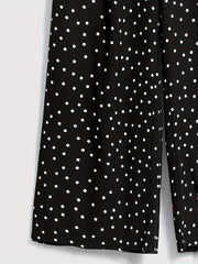  Dot Print Button Wide Leg Pants