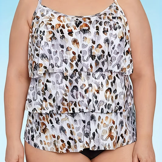  Leopard Print Tankini Set: Cami Top & Underwear Swimsuit
