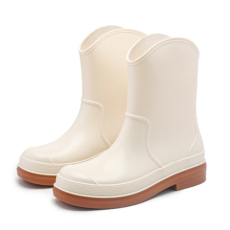 Waterproof Rain Boots Platform Mid Calf Boots