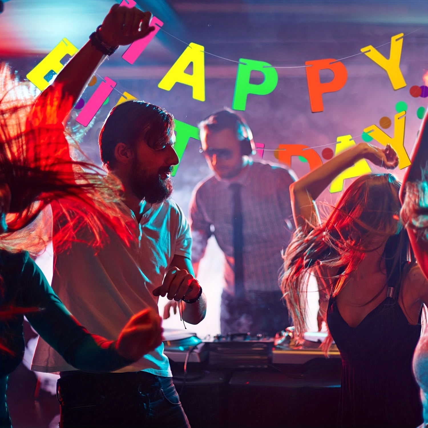 Neon Happy Birthday Banner Glow In The Dark Rainbow Sign