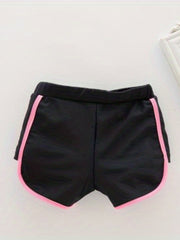 Girls 3pcs Swimsuit Long Sleeve Top & Shorts & Swim Cap LOVE Heart Pattern