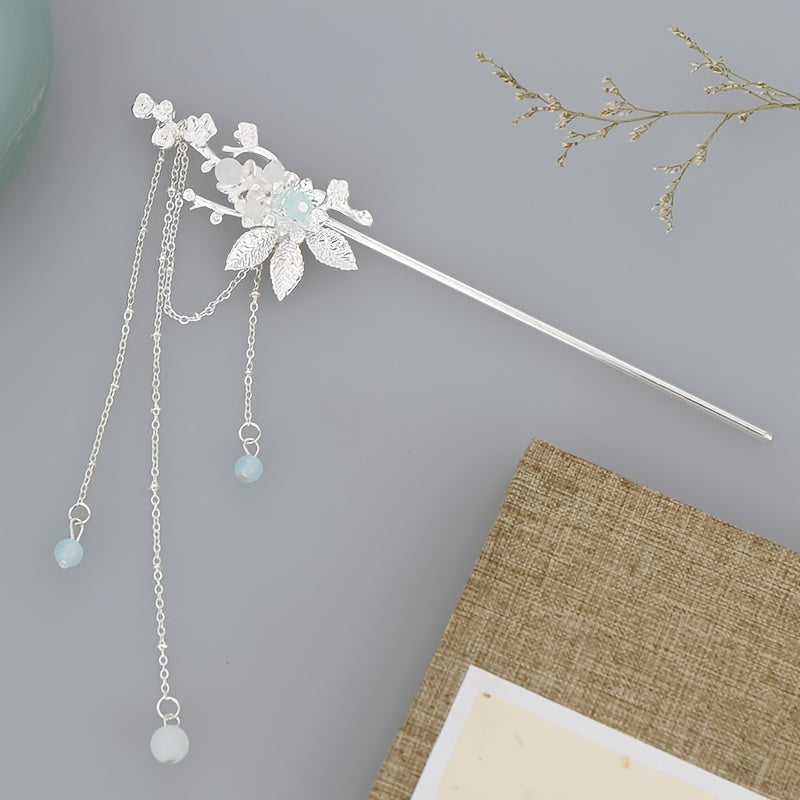 Vintage Flower Leaf Tassel Hair Clip