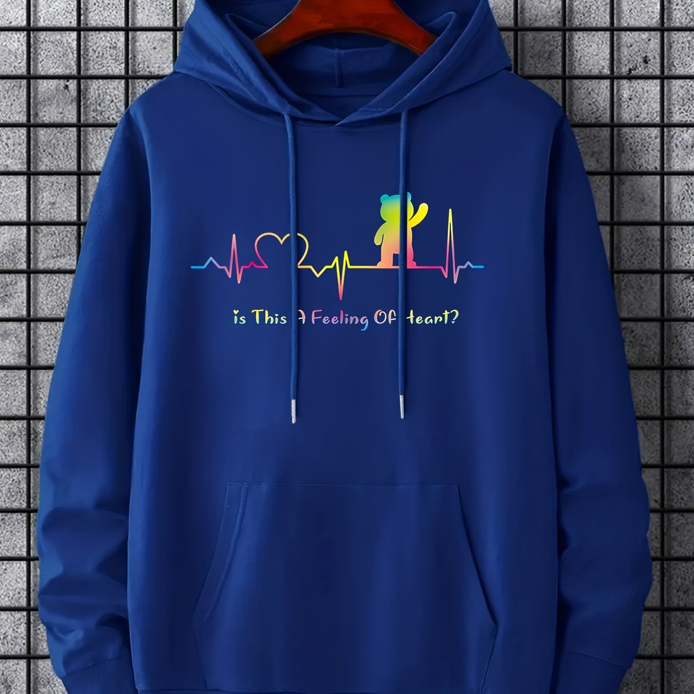 'Feeling Of Heart' Print Hoodie Hoodies For Men Men's Casual Pullover Hooded Swe