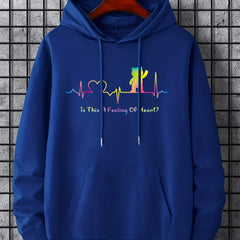 'Feeling Of Heart' Print Hoodie Hoodies For Men Men's Casual Pullover Hooded Swe