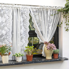 Romantic Lace Sheer Curtain Rod Pocket for Home Decor
