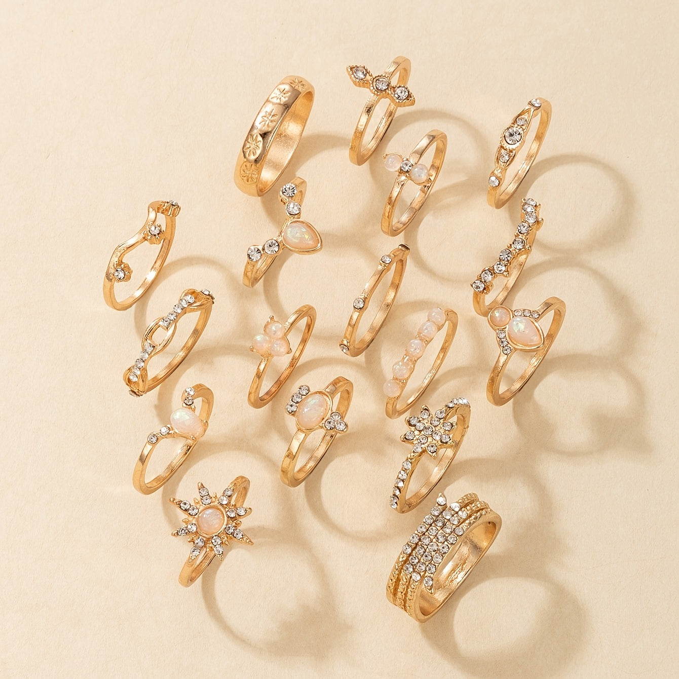 Boho Style Women's Rings Set - 17pcs Gift Combo