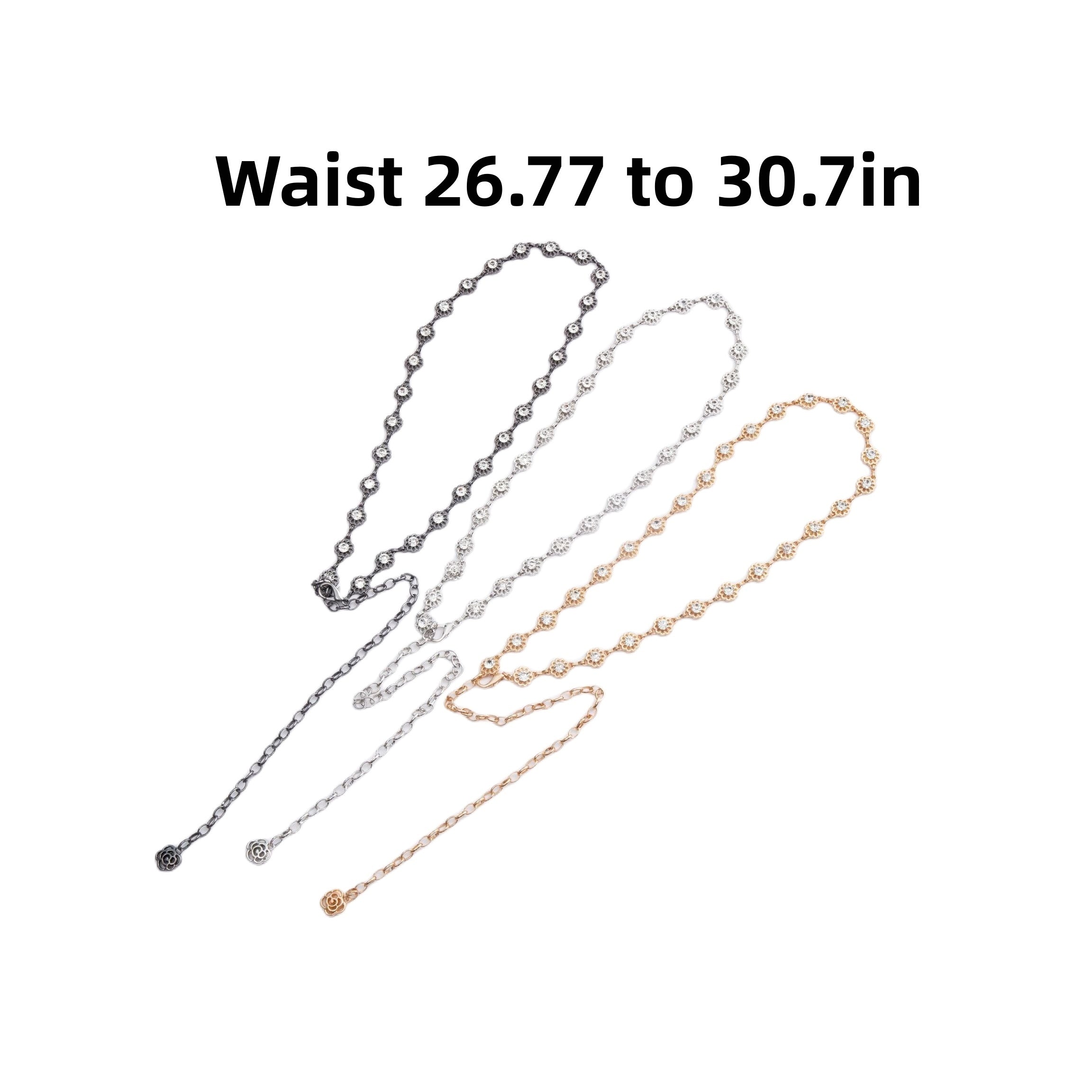 Crystal Flower Waist Chain Silvery Belly Chain