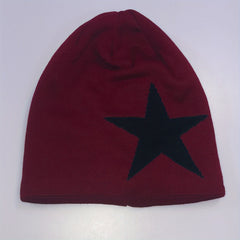 Neutral Large Star Jacquard Plus Velvet Knitted Hat