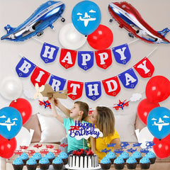 Large Airplane Party Decoration Happy Birthday Balloons